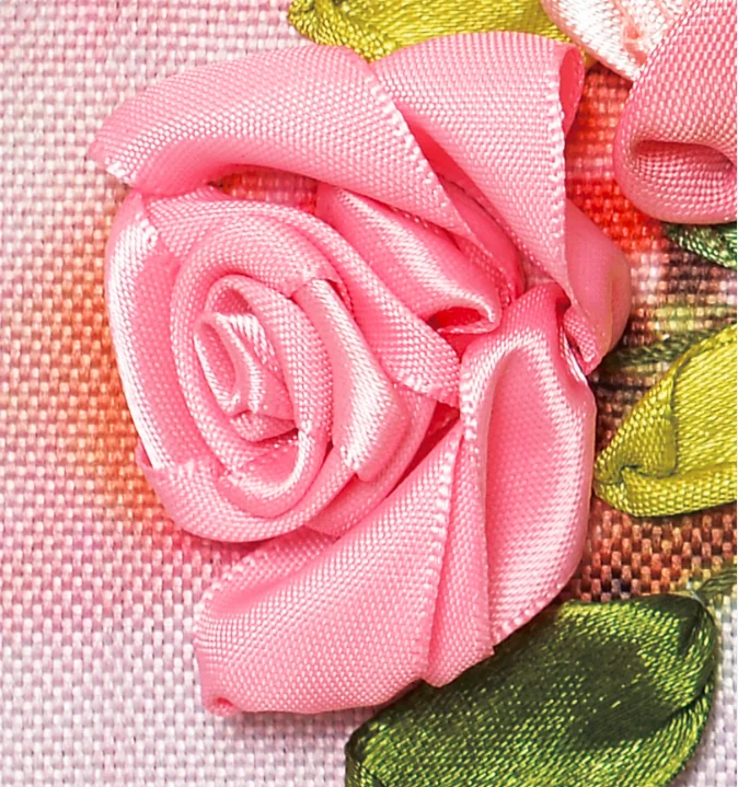 30x40cm A rose in full bloom Ribbon embroidery kit stain painting handcraft kit DIY handmade needlework art home decor