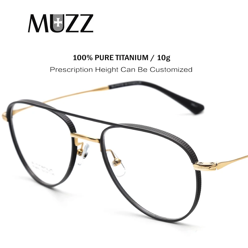 Gafas de titanio puro 100% miopía, gafas graduadas para aviador, superligeras, 2021, con borde amplio|De los hombres gafas de Marcos| - AliExpress