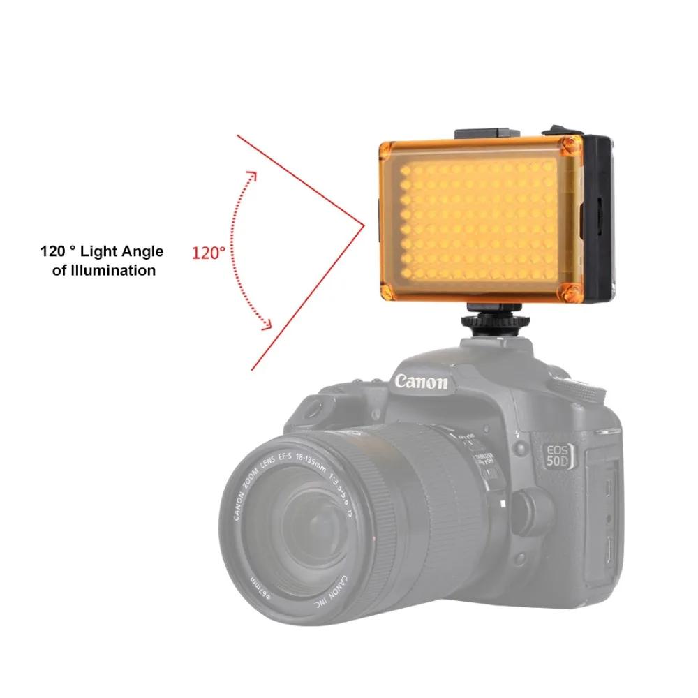 PULUZ, 104 светодиодов, светильник для фото и видео студии с белыми и оранжевыми магнитными фильтрами, светильник, панель для Canon, Nikon, DSLR камер