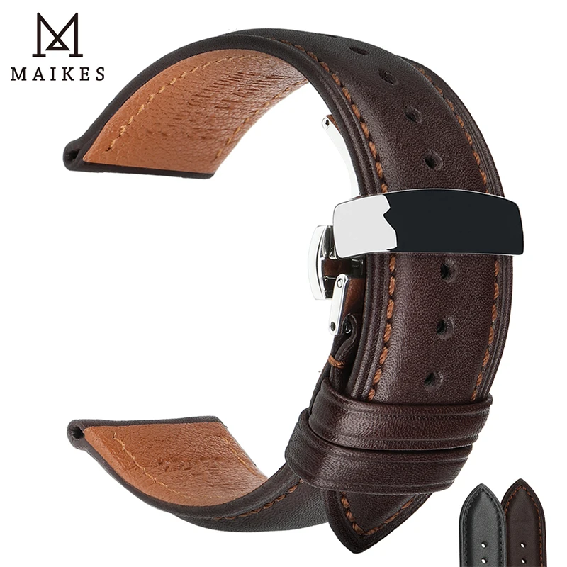 Ремешок для часов MAIKES из мягкой телячьей натуральной кожи браслет Tissot аксессуары наручных 18 мм 19 мм|Ремешки