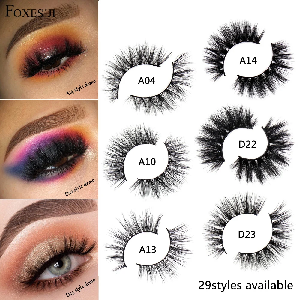 

FOXESJI False Eyelashes 3D Mink Lashes High Volume Fluffy Full Mink Lashes Eyelashes Soft Dramatic Fake Eyelash Extension 