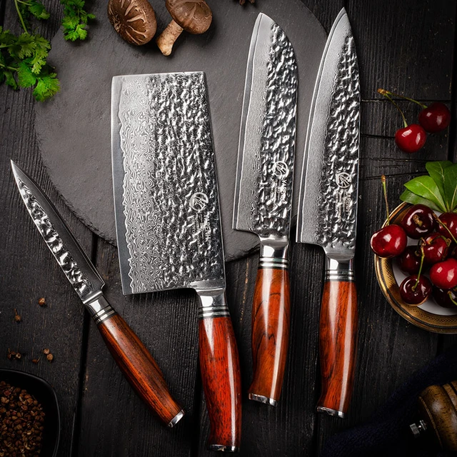 YARENH 4-6PCS Knives Set - Chef Santoku Utility Cleaver Set - 73 Layers  Damascus High Carbon Steel Knife -chinese chef knife ste - AliExpress