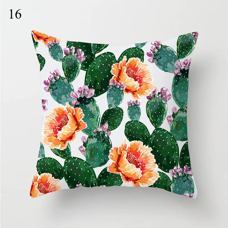 1PC Cactus Floral Print Cushion Cover Polyester Pillow Cases Throw Pillows Sofa Home Decor Pillowcase Decorative Pillow Covers