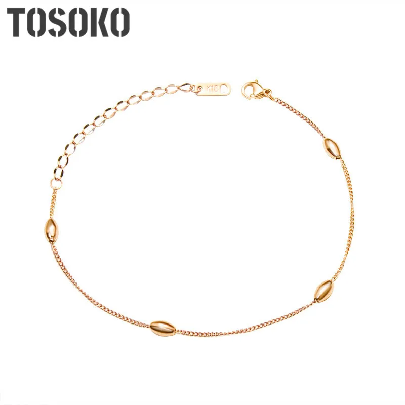 TOSOKO ювелирные изделия из нержавеющей стали овальные бусины с боковой цепью