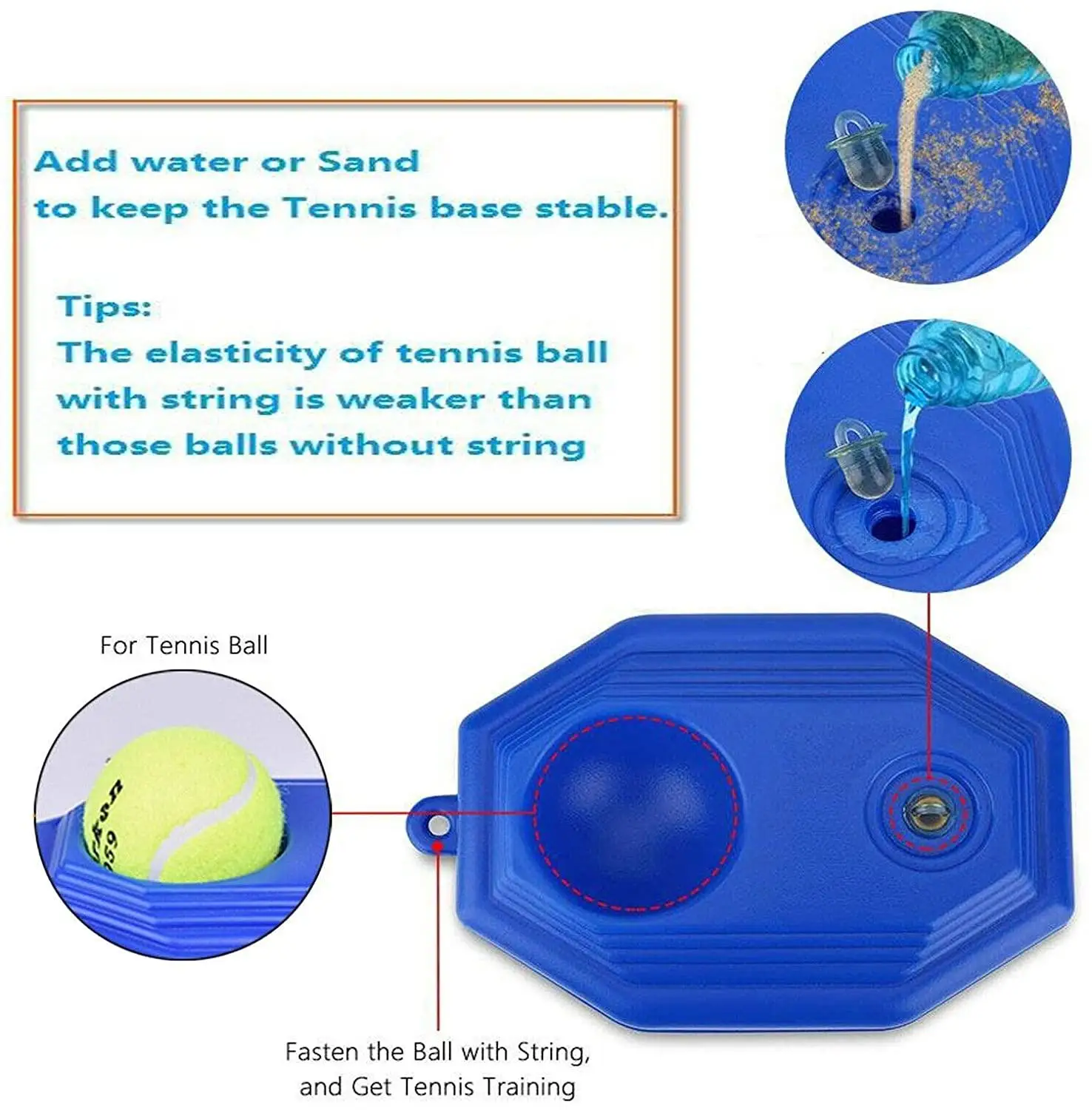 Tennis Trainer Rebounder Ball, Trainer Cemented Baseboard With Rope, Perfect Solo Tennis Trainer, Self-study Tennis Rebound Play - Tool Parts