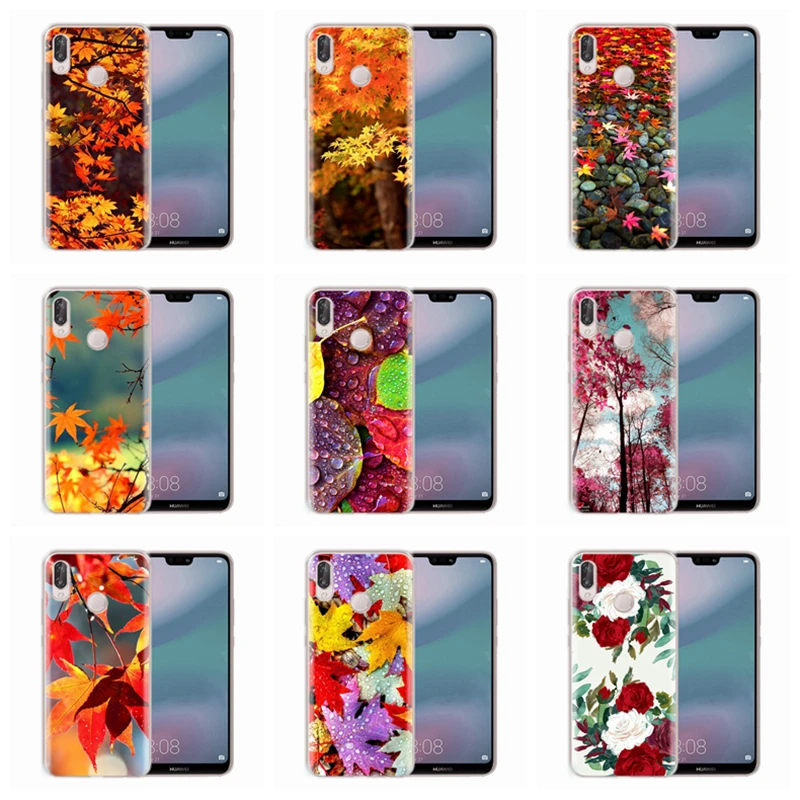 

Soft Case For Huawei P Smart P10 Lite Nova 3 Honor 7A 8A 8X 8C 9 10 Mate 20 TPU Flower Flora Leaf landscape Cover D100