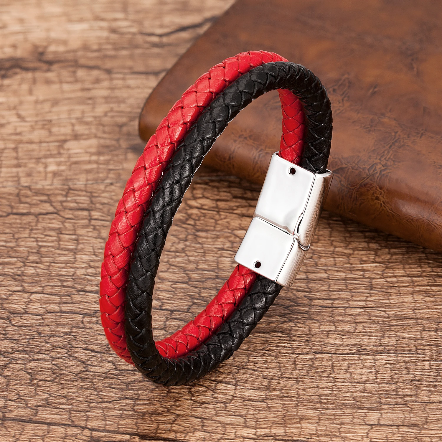 Bracelet Jewelry Men Bracelet Multilayer Genuine Leather Bracelets Charm White Black Metal Magnetic Clasp 9 Style