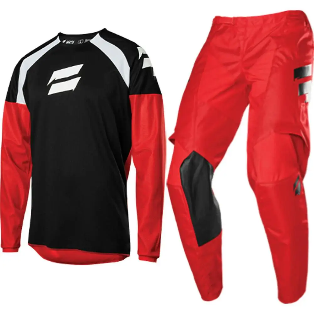 

BRAND NEW 2020 MX Whit3 Label Race Gear Set Jersey Pants BLACK RED Motobiker Racing Gear Combination