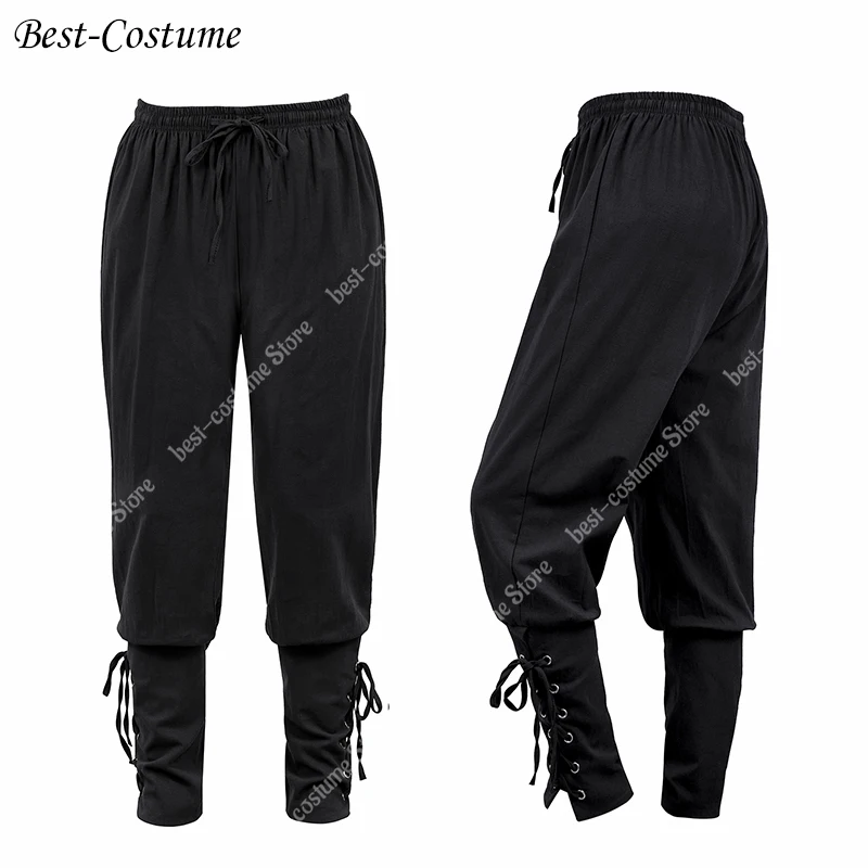 Medieval Pants for Men Pirate Viking Costume Pants Plus Size Trousers Pirate Cosplay Costume With Drawstrings