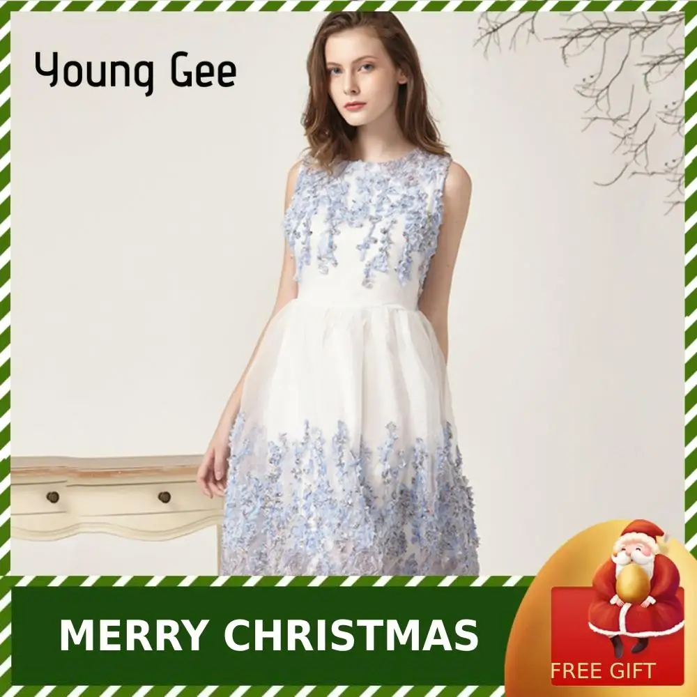 Young Gee Robe Femme винтажное цветочное кружевное летнее платье с цветочным рисунком женское элегантное без рукавов 50s 60s ретро рокабилли платья для вечеринок