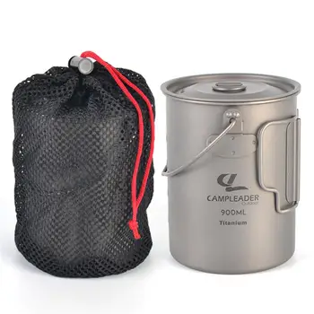 

900ML Outdoor Titanium Cup Mug Cooking Pots Portable Foldable Handle Ultralight For Camping Picnic Drinking Water Tableware Pot