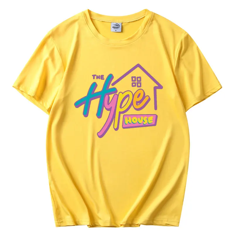 Женская/мужская футболка с принтом The Hype House разноцветная уличная коротким