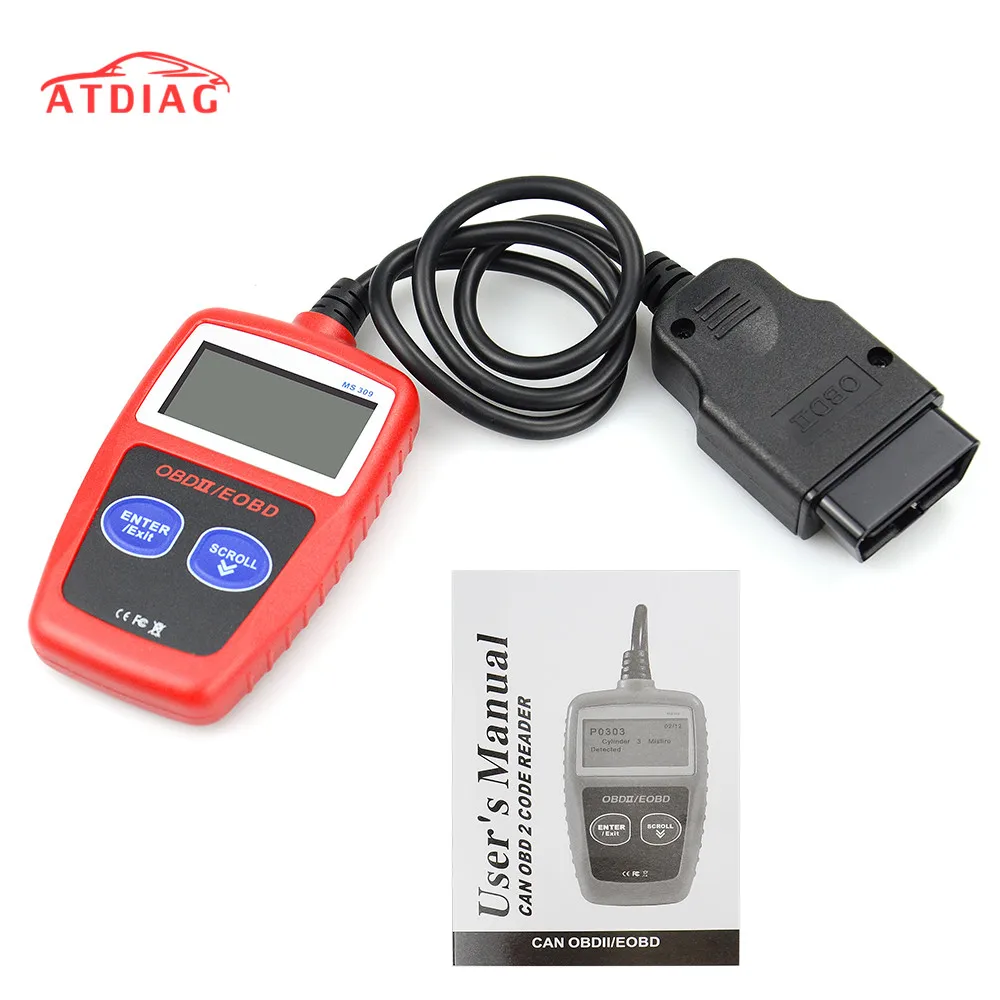10 шт. MS309 OBD2 считыватель кодов неисправностей EOBD сканер диагностический инструмент сброса сканирования с DHL