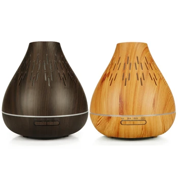 

2 Pcs Air Humidifier Ultrasonic Aroma Essential Oil Diffuser 400Ml Us Plug, Deep Wood Color & Light Wood Color
