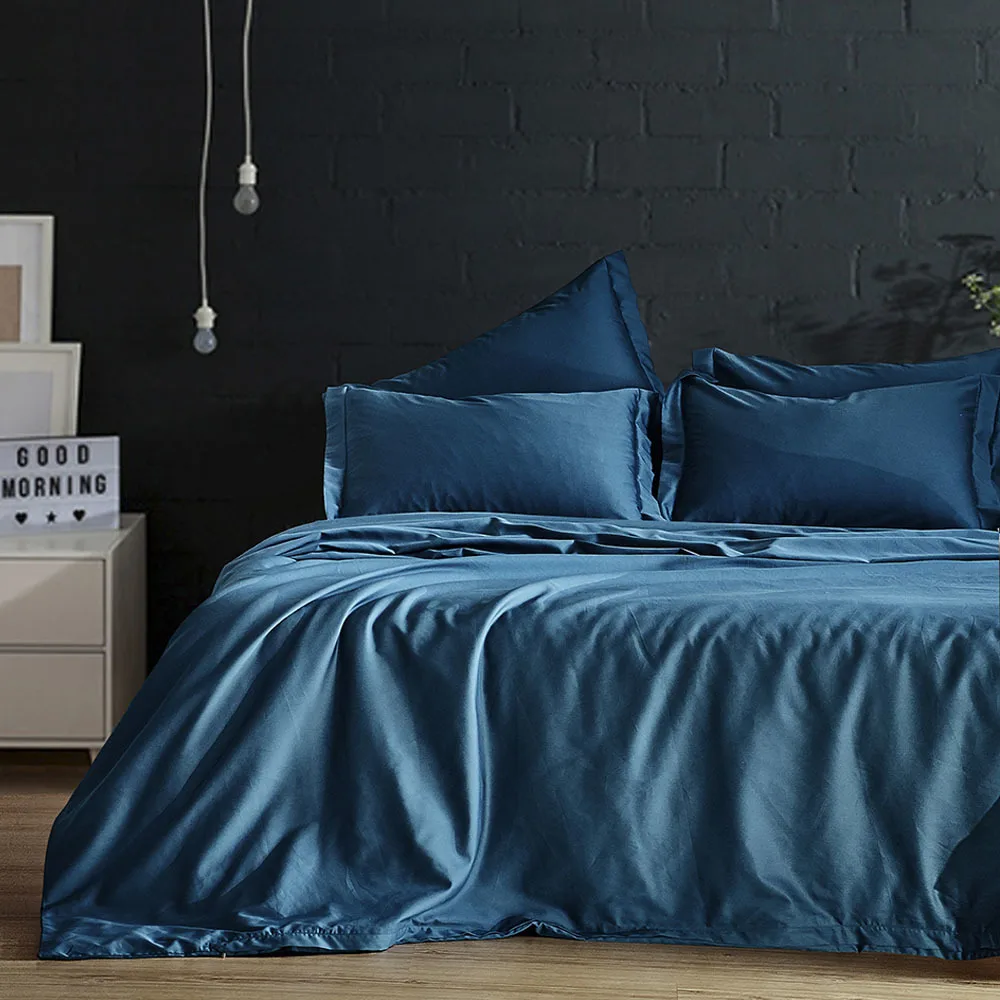 

Yimeis Comforter Bedding Sets Queen Solid Color Blue Bedding Sets Modern Luxury Sheet Set BE45105