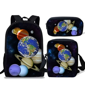 

Universe Planet Printed 3pcs Set School Bag Bagpack Moddle Student School Backpack Kids Satchel Large Rucksack Men Mochila