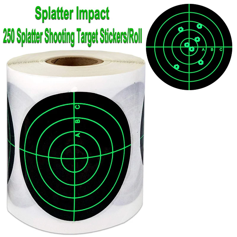 

250pcs / 3inch Splash Target Sticker Shooting Burst Bright Fluorescent Green Impact Repair Label Sticker