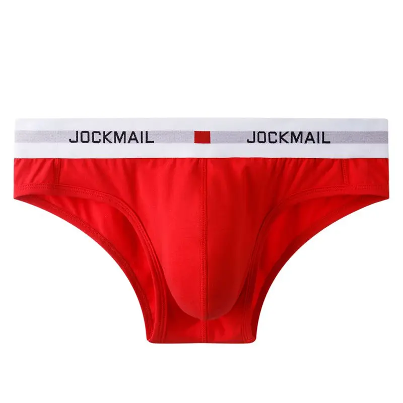 JOCKMAIL Youth Fashion U convex Men's Underwear Low Waist Cotton Sexy Comfortable Breathable Briefs White black male briefs