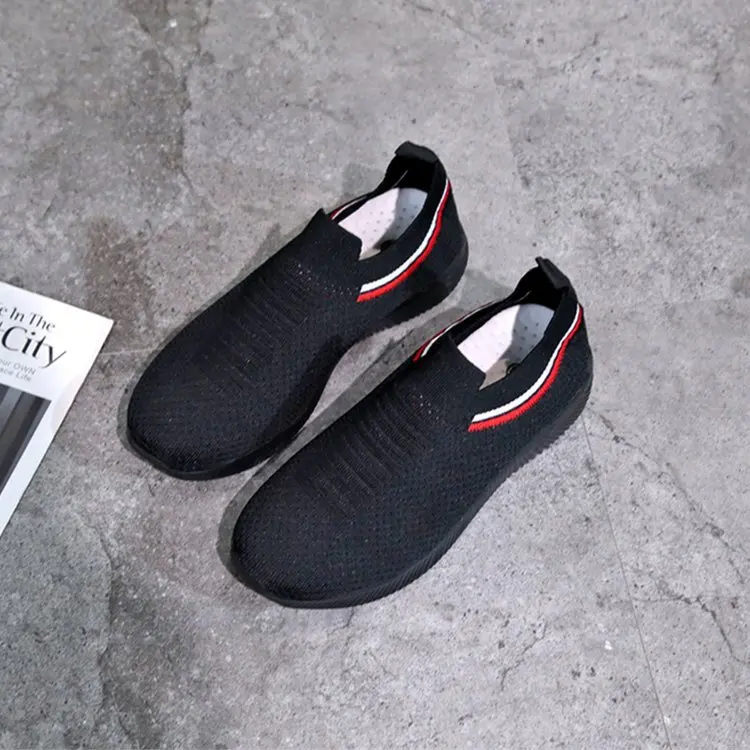 

2019 New Style Knitted Low-Cut Low Top Lightweight Breathable Slip-on round-Toe Large Size Casual Flat Athletic Shoes