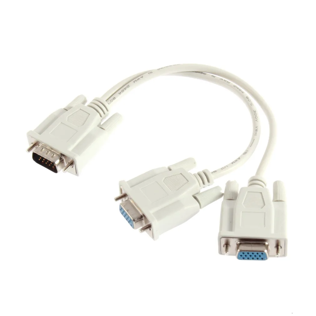 Hot New 1 PC to 2 Monitor Dual Video Way VGA SVGA Graphic LCD TFT Y Splitter Cable Lead