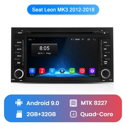 2GB-32GB Junsun Android 9,0 DSP 4G+ 64G для Seat Leon MK3 2012 2013- автомобильный мультимедийный плеер радио gps DVD carplay FM RDS - Цвет: 2GB-32GB