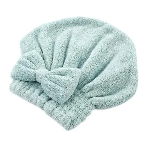Коралловое бархатное сухое быстросохнущее женское банное полотенце Мягкая шапочка для душа колпак супер впитывающая насадка для душа полотенце банное полотенце - Цвет: Зеленый