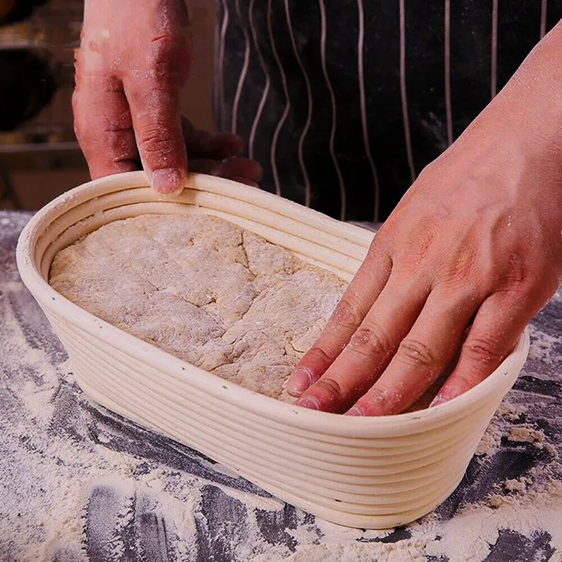 1pcs Round Rattan Bread Proofing Basket With Cover Sourdough Proofing Oval Basket Bread Rising Baskets Bakery