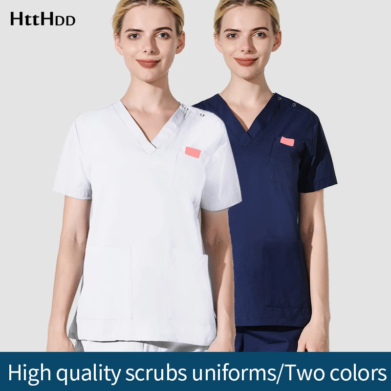 

42010-3Lab dustproof work wear Short Sleeved V-neck T-shirt Children's Checkup Center uniform Scrub Clothing Unisex scrubs sets
