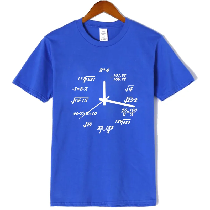 Мужская футболка из хлопка с принтом математических формул, забавная Мужская футболка, повседневная мужская футболка с коротким рукавом и круглым вырезом, крутая Мужская футболка - Цвет: Blue
