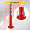 VEVOR 6 Pack /12 Pack Traffic Delineator Posts Flexible Channelizer Cone 30 Inch Spring Post Flexible PU Reflective Band Design 5