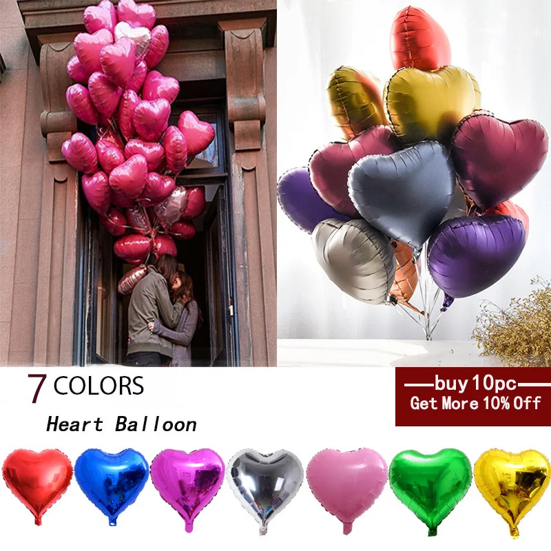 

10pcs 10inch Rose Gold Helium Foil Heart Shape Balloon For Wedding Decoration Happy Birthday Party Decorations Children Balloon