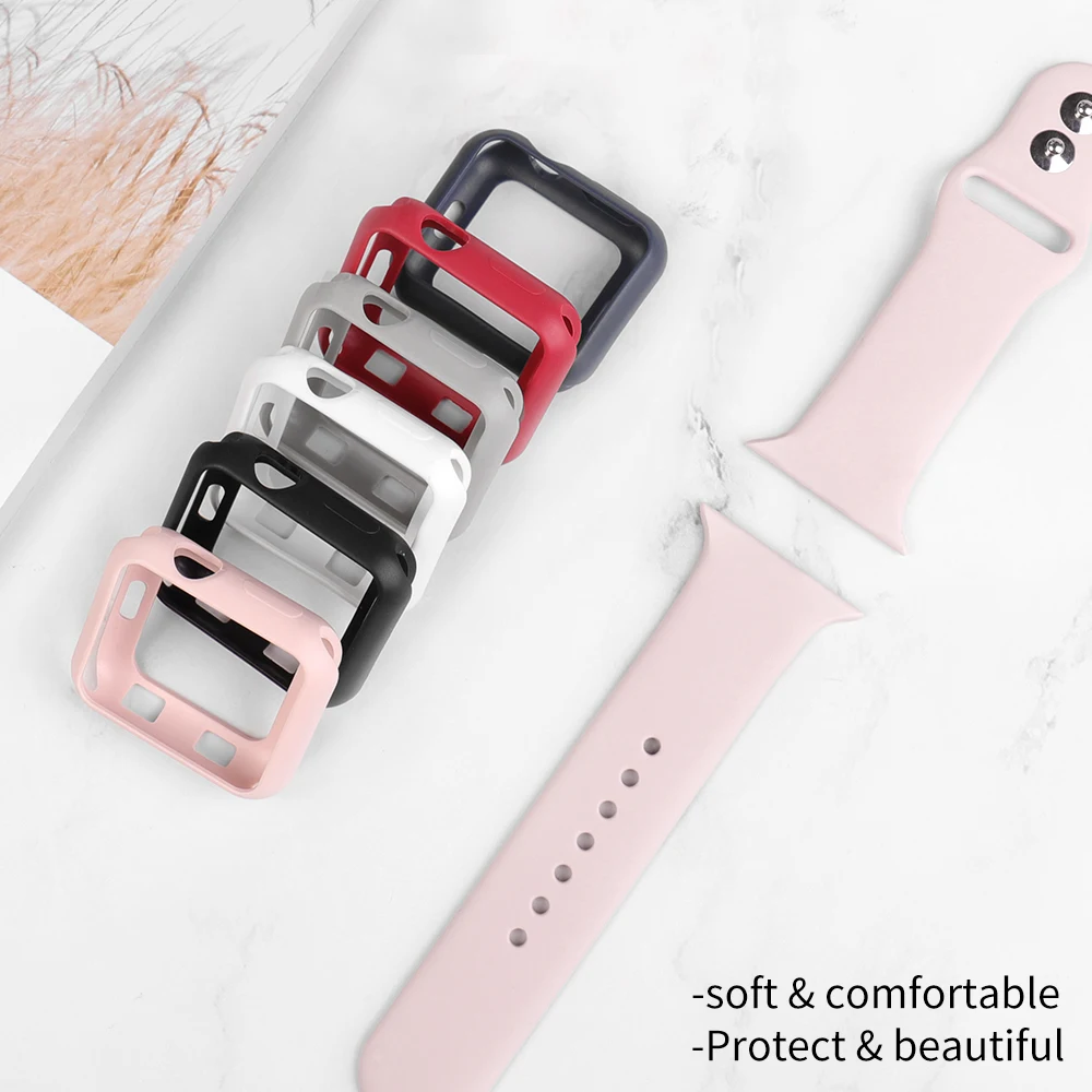 ProBefit candy watchcase for Apple Watch 3 2 1 42MM 38MM Soft Silicone strap for iWatch 5