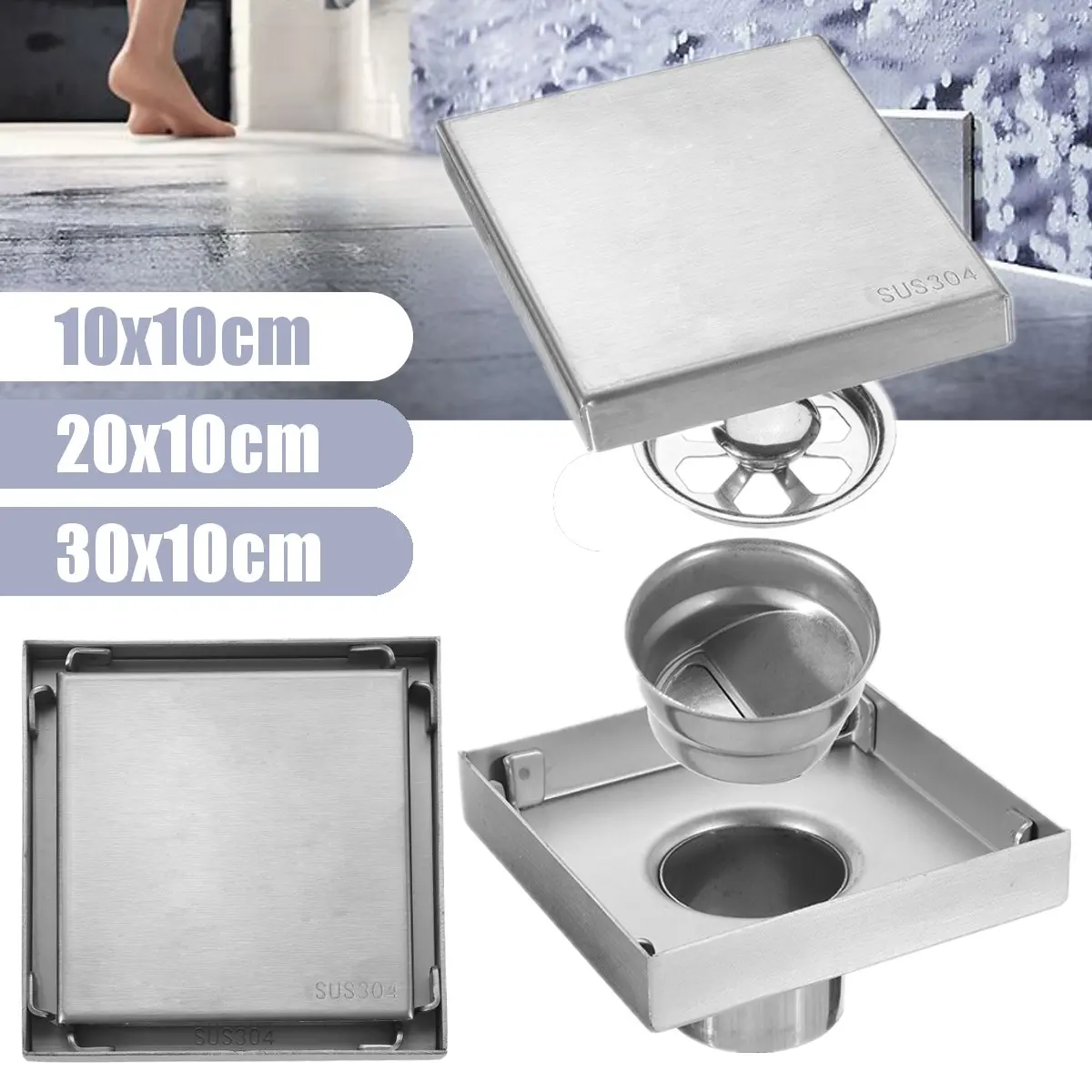 

Bathroom Hardware Stainless Steel Deodorant Floor Drain Tile Insert Floor Waste Grate Hotel Home Shower Clean Strainer Fixture