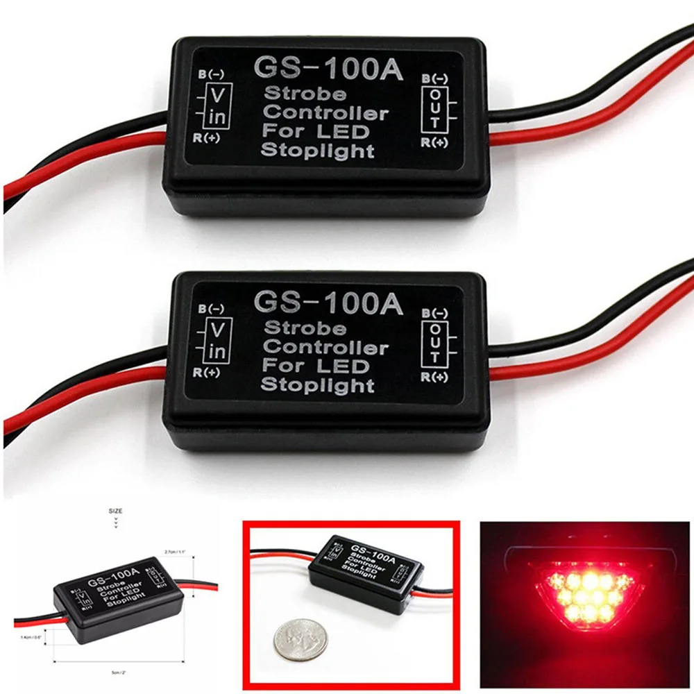 

Motorcycle Tail Brake Stop Led Turn Signal Light Strip Flash Strobe Box Controller Module Flasher For LED Tail Brake Stop Light