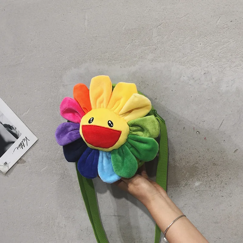 

New Style INS Cute Cartoon GIRL'S Sun Flower Shoulder Bag Korean-style CHIC Canvas Shoulder Students Small Bag