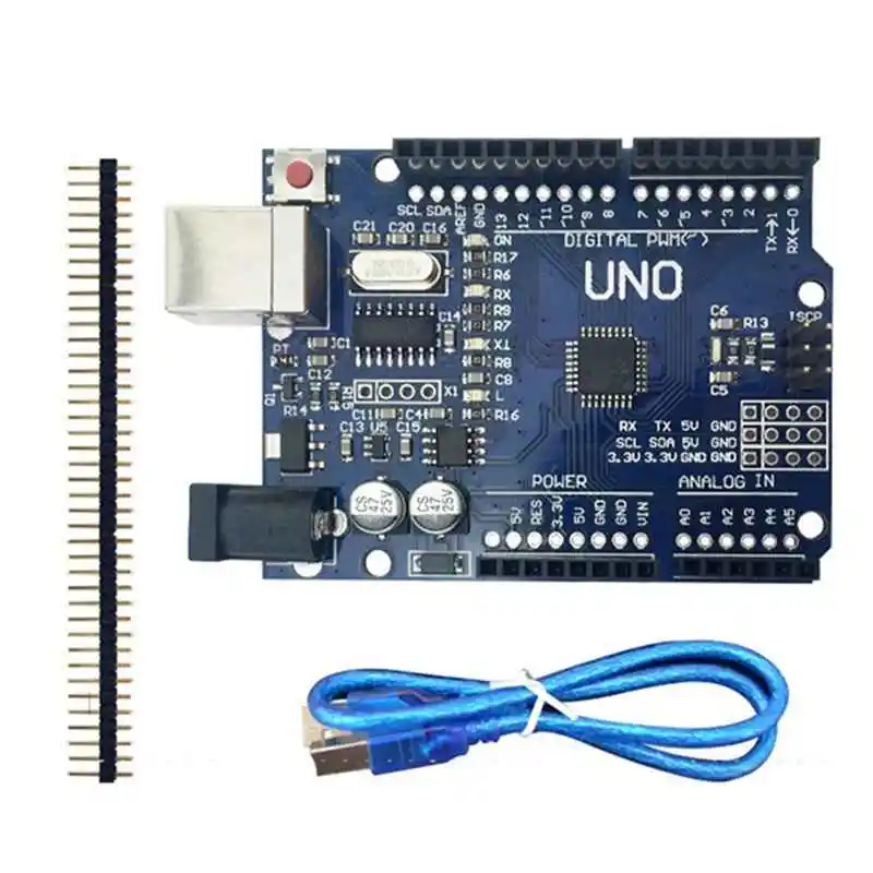 Стартовый набор для arduino Uno R3-комплект из 6 предметов: Uno R3, макетная плата, перемычки, usb-кабель и разъем для аккумулятора 9 в