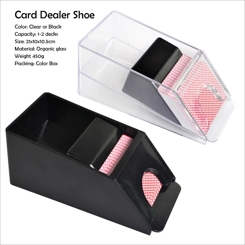 

Playing Card Dealer Shoe for 1-2decks Capacity Clear or Black Acryl Cardcase Texas Hold'em Player love