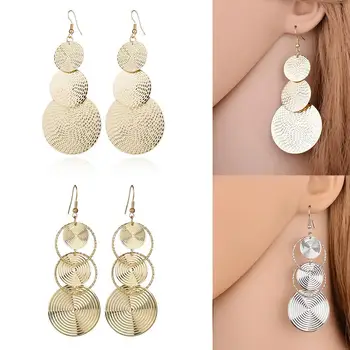 

Fashion 30Pcs Exaggerated Round Multi-layer Earrings Alloy Button For Party Wedding Gift Wholesale Ear Jewelry Accessoriess