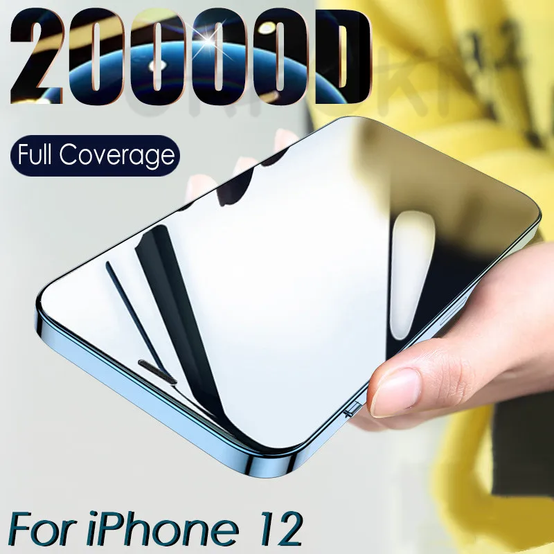 20000D Curved Full Cover Glass On For iPhone 12 Mini 11 Pro X XR XS Max SE 6 6S 7 8 Plus Tempered Film Screen Protector | Мобильные