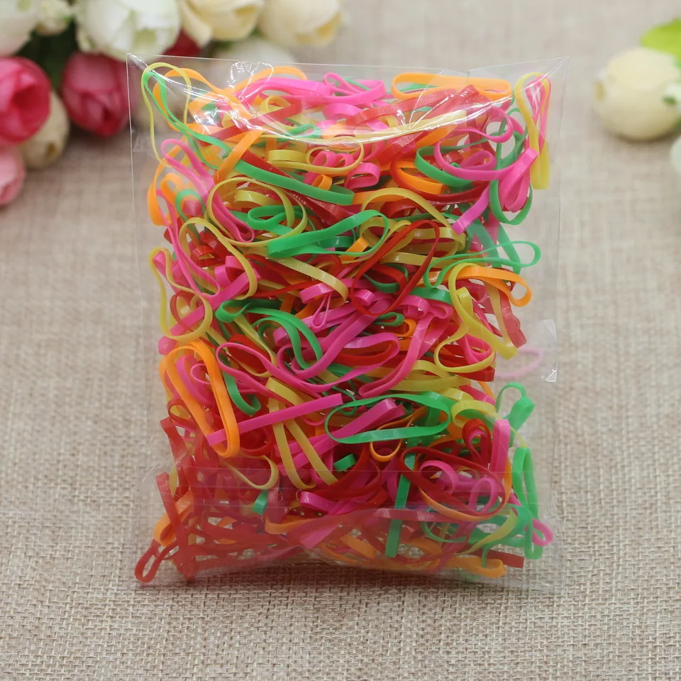 320pcs Big Colorful Isnice, 1000 шт., повязка на голову с цветком, яркие цвета, резинки, фартук, галстук, сильный, постоянно тянется, маленькая повязка для волос - Цвет: 320pcs Big Colorful