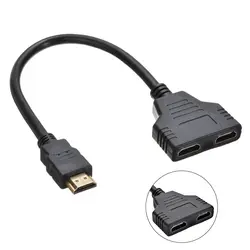 Кабель-разветвитель HDMI 1 штекер Двойной HDMI 2 Женский Y Splitter адаптер Кабели для HD светодиодный ЖК-дисплей 30 см 1 в 2 Splitter адаптер конвертер