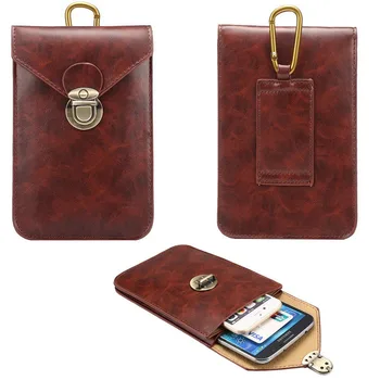 

Multifunctional Universal Leather Slim Mobile Phone Bag for Male Phone Pouch Belt Waist Bag Card Holster Man Outdoor Traval Bag