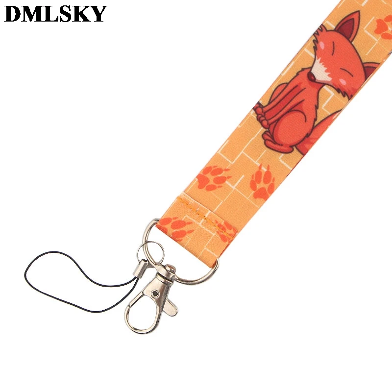 DMLSKY мультфильм Лиса шнурок для ключей животных ремешки для ключей значок ID Мобильный телефон Веревка шеи ремешки подарки M3815