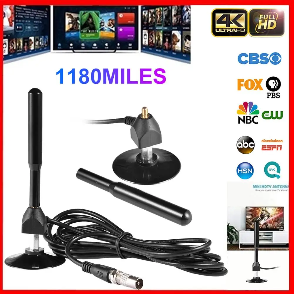 

4K Digital HDTV Aerial Indoor Amplified Antenna 1180 Mile Range with HD1080P DVB-T2 Freeview TV for Life Local Channel Broadcast