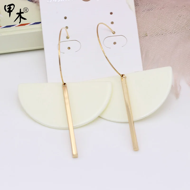 

JiaMu new Macaron acrylic pendant vintage semicircle exaggerated prisoner's fashion earrings for women party wedding