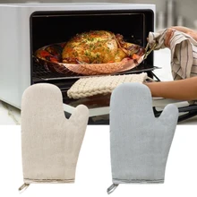 1 шт., кухонные инструменты из хлопка и льна, портативные прочные перчатки для выпечки, принадлежности для барбекю, антиобжимные теплоизоляционные домашние рукавицы для микроволновой печи