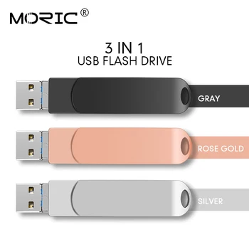 

For Apple U Disk for Mobile Phone Metal Rotating U Disk Mobile Phone Android Computer Three-in-One Micro High-Speed U-disk Custo