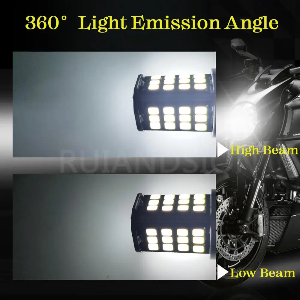 Белый светодиодный светильник для мотоцикла H6 6 в 12 В DC BA20D Bixenon Beam 2835 56smd