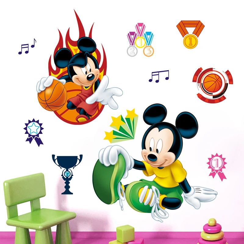 Cartoon Disney Mickey Play Basketball Wall Stickers For Nursery Kids Room Home Decor Living Room Decals PVC Mural Art Wallpaper Cartoon Disney Mickey Play Basketball Wall Stickers For Nursery Kids Room Home Decor Living Room Decals PVC Mural Art Wallpaper