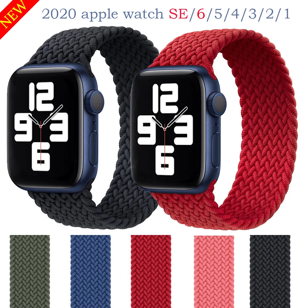 

Woven Solo Loop Strap for Apple Watch SE Series 6 Bands 40mm 44mm Watchbands for iwatch 5/4/3/2/1 38mm 42mm accessories 2020 New